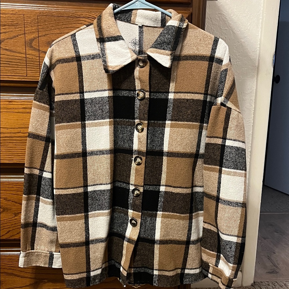 Plaid Button-Up Jacket